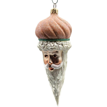 Patricia Breen Minsk Santa Claus Head Peach Glitter Christmas Ornament 96353
