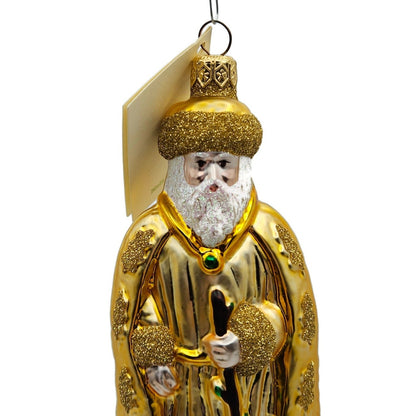 Patricia Breen Santa of the Golden Oaks Gold Glass Christmas Tree Ornament 96416
