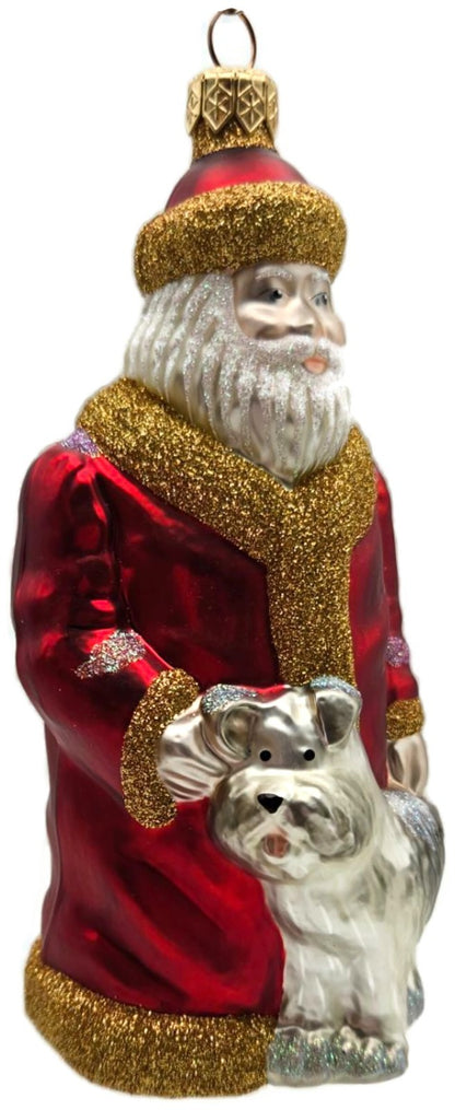 Patricia Breen Just What I Wanted Santa Dog Red Glass Christmas Ornament 98251