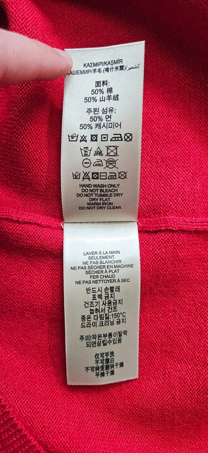 Burberry Brit Military Red Cashmere V neck Pullover Longsleeve Womens Medium NWT8
