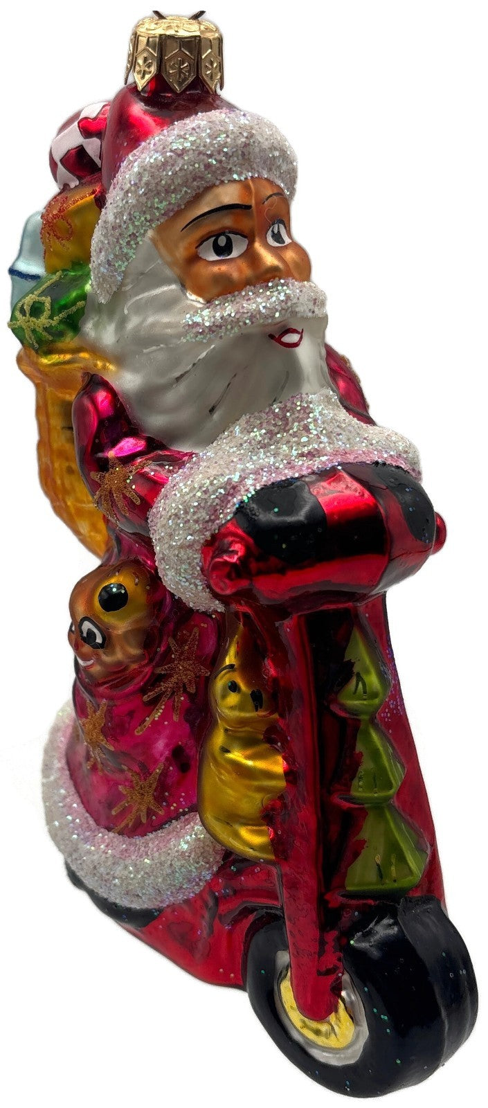 Christopher Radko Scooting Star Santa Scooter Glass Christmas Ornament 97 263 06