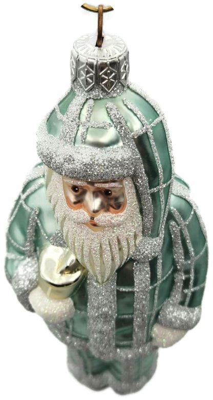 Patricia Breen Ring In The New Blue Silver Plaid Santa Christmas Ornament 97347