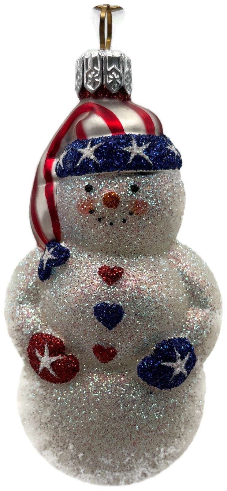 Patricia Breen Loving Snowman Patriotic Star Striped Christmas Ornament 21140