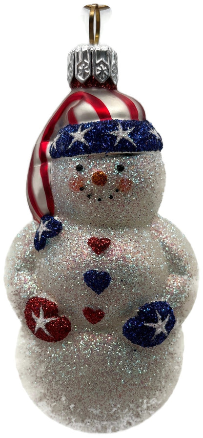 Patricia Breen Loving Snowman Patriotic Star Striped Christmas Ornament 21140