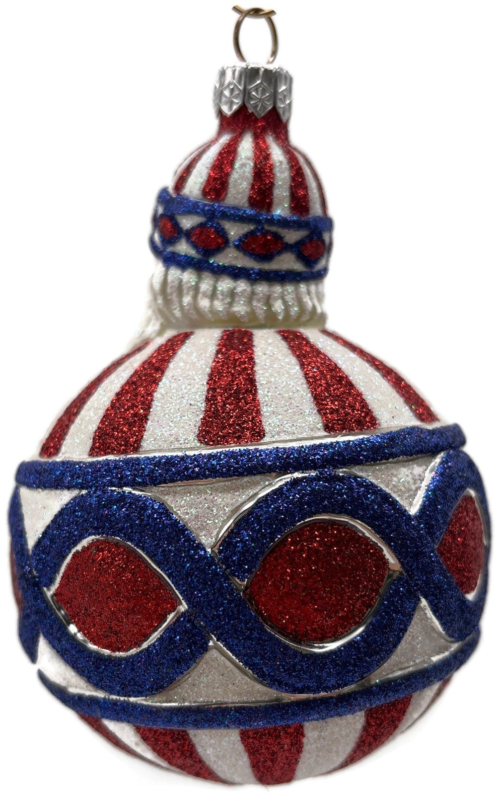 Patricia Breen Hollstrom Santa Patriotic Striped Christmas Tree Ornament NM 22223