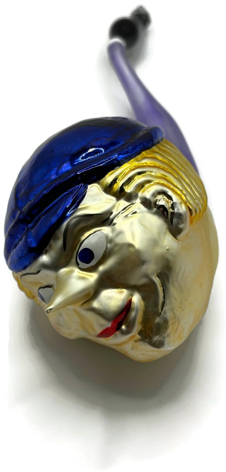 Christopher Radko 1994 Jockey Pipe Blue Gold Glass Ornament 94 051 00
