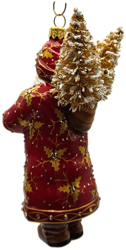 Patricia Breen Oakley Claus Red Gold Holly Santa Christmas Ornament 34325