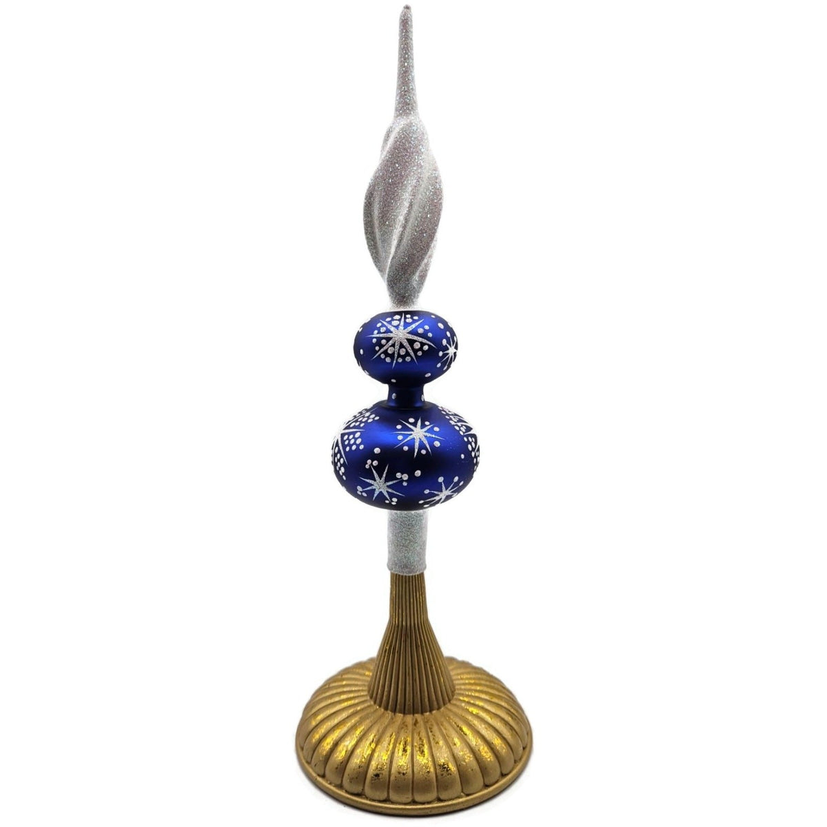 Patricia Breen Miniature Blizzard Finial Blue Glossy Christmas Tree Topper 97938