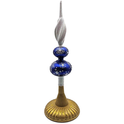 Patricia Breen Miniature Blizzard Finial Blue Glossy Christmas Tree Topper 97938