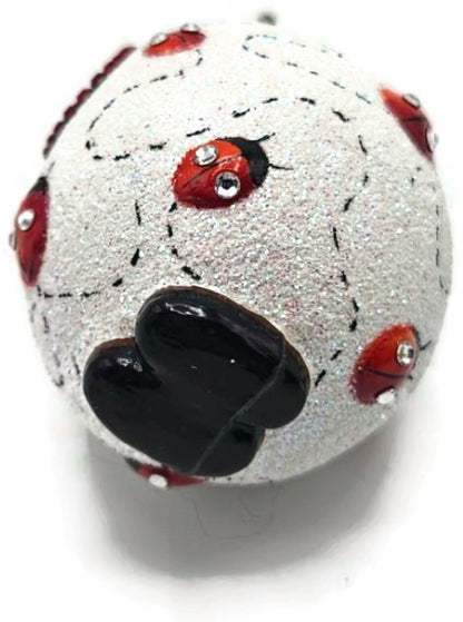 Patricia Breen Easter Egg Masquerade Ladybugs White Red Christmas Ornament 28164