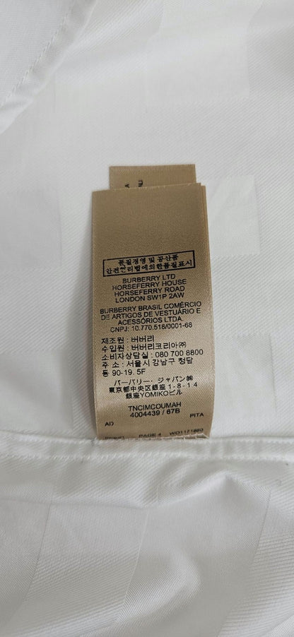 Burberry London White Tonal Check Button Front Shirt Women's Size 8 NWT17