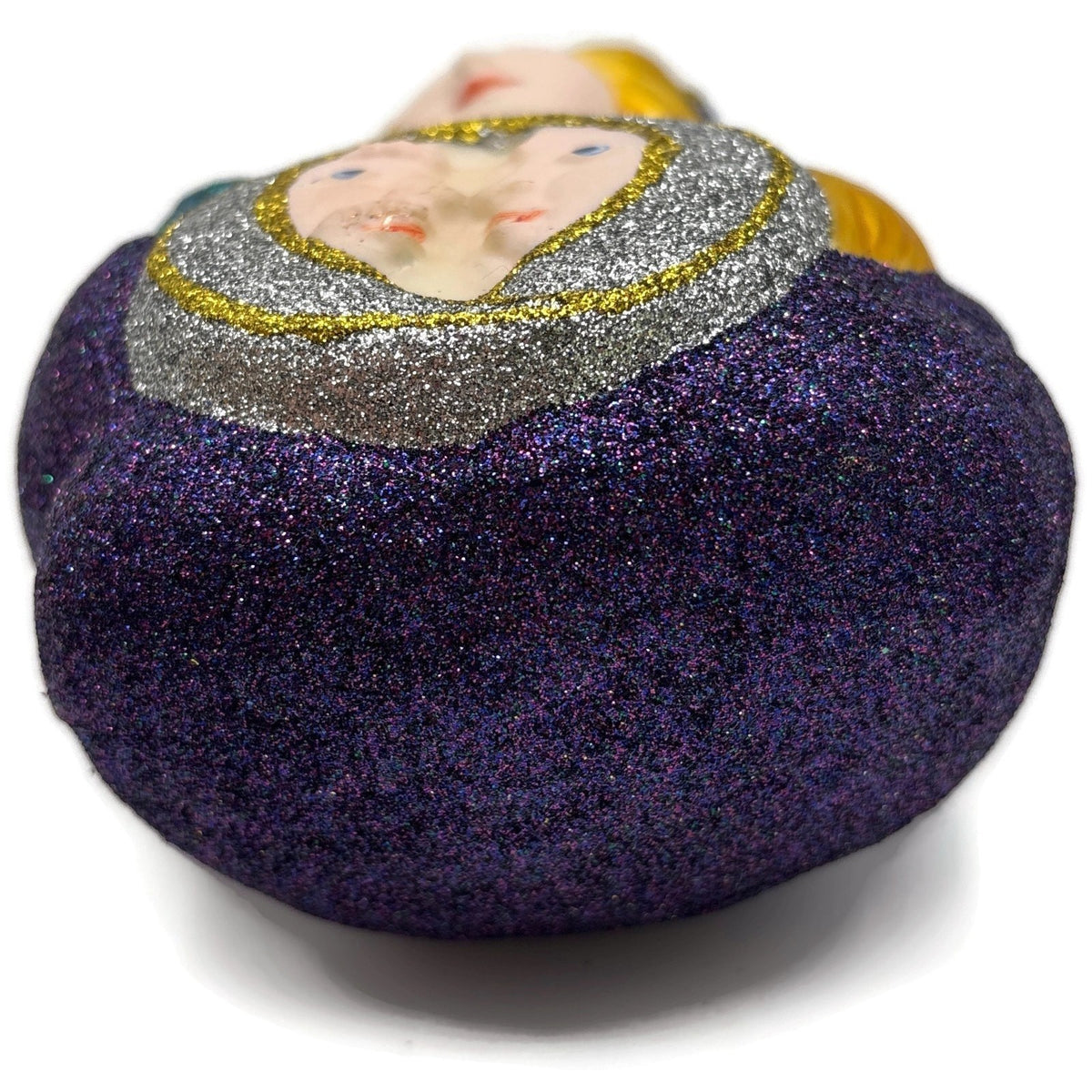 Larry Fraga Embracement Stars Purple Glitter Glass Holiday Christmas Ornament9