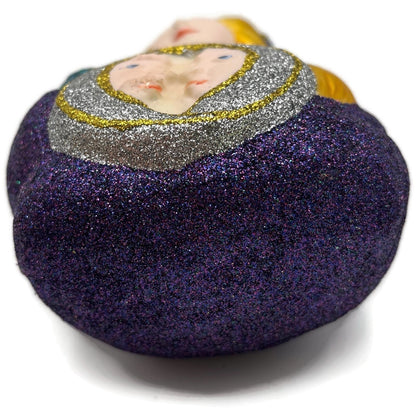 Larry Fraga Embracement Stars Purple Glitter Glass Holiday Christmas Ornament9