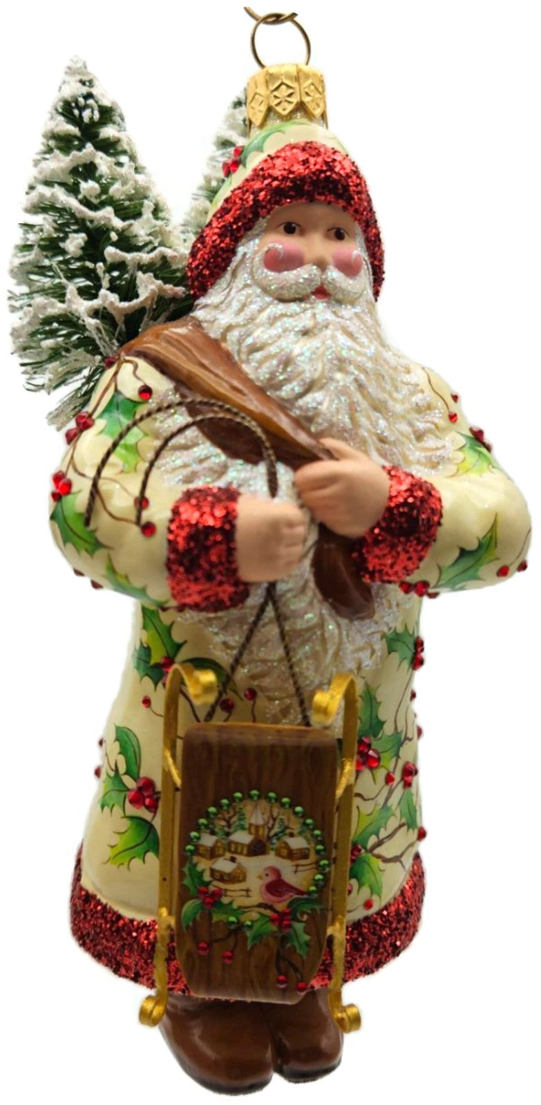 Patricia Breen Oakley Claus Cream Holly Santa Christmas Ornament 34321