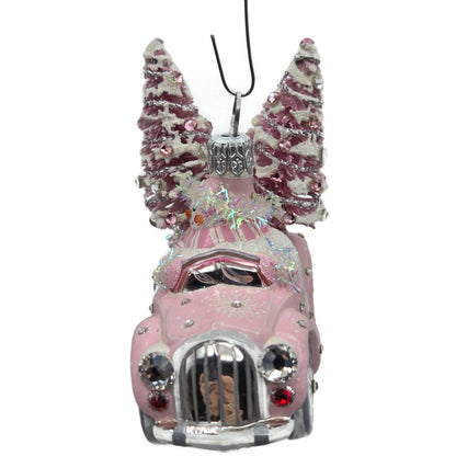Patricia Breen Joy Ride Pink Car Snowman Travel Christmas Ornament CATZ 30155