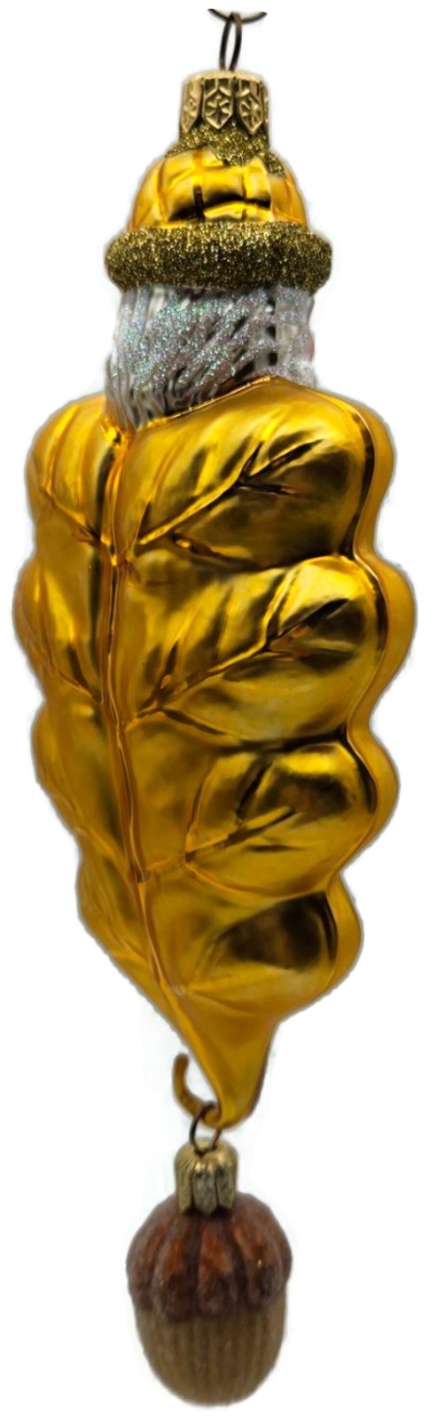 Patricia Breen Oak Leaf Santa Gold Glitter Acorn 2 Part Christmas Ornament 97326