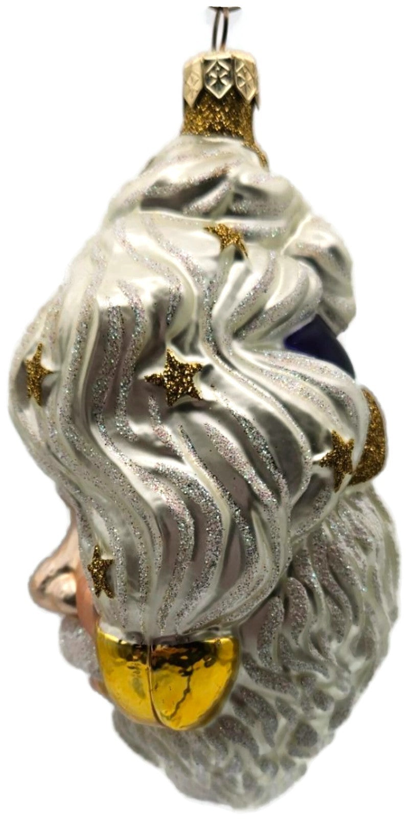 Patricia Breen Merry Olde Elf Purple Santa Head Stars Christmas Ornament 98298