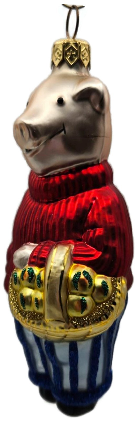 Patricia Breen This Little Piggy Goes to the Market Red Glass Ornament 96482