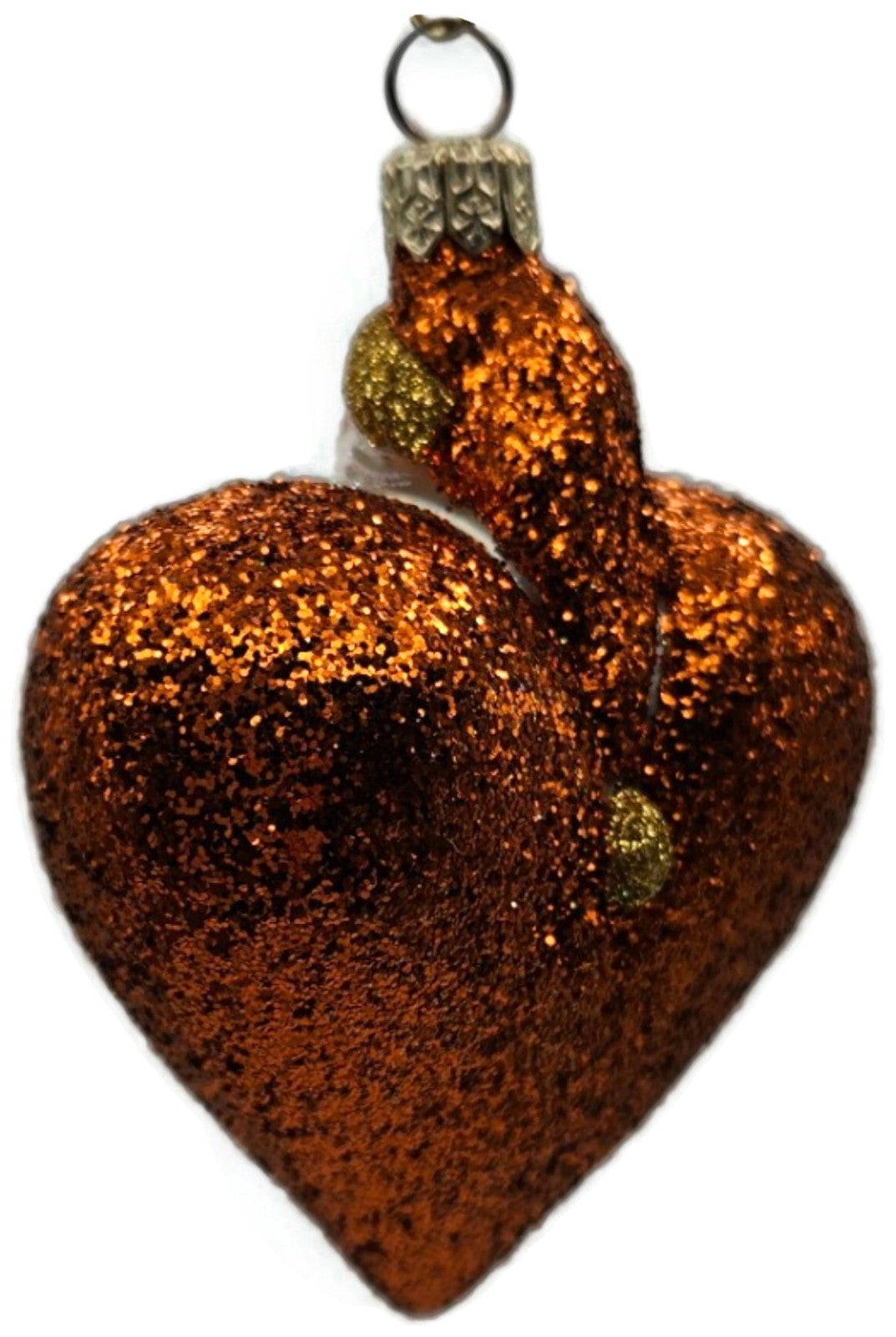 Patricia Breen Santa du Coeur Orange Glitter Heart Valentine's Ornament 20345