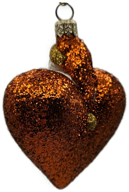 Patricia Breen Santa du Coeur Orange Glitter Heart Valentine's Ornament 20345