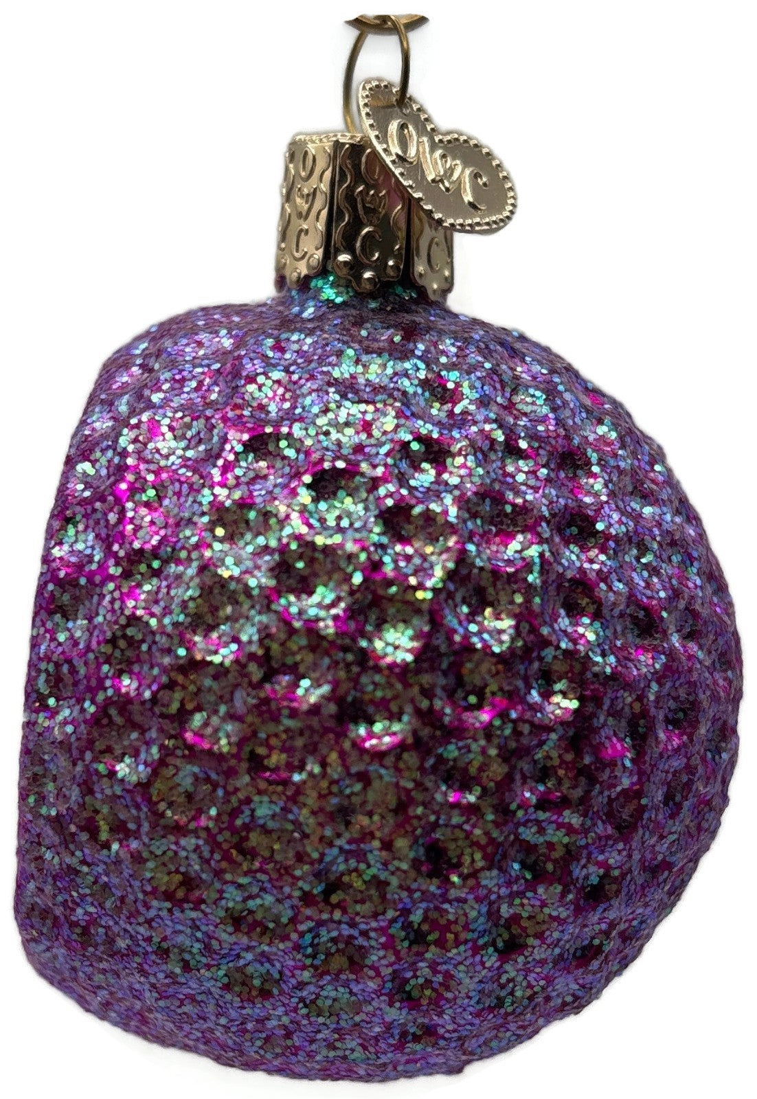 Old World Christmas Purple Multi-Indented Reflector Glass Ornament OWC 420047