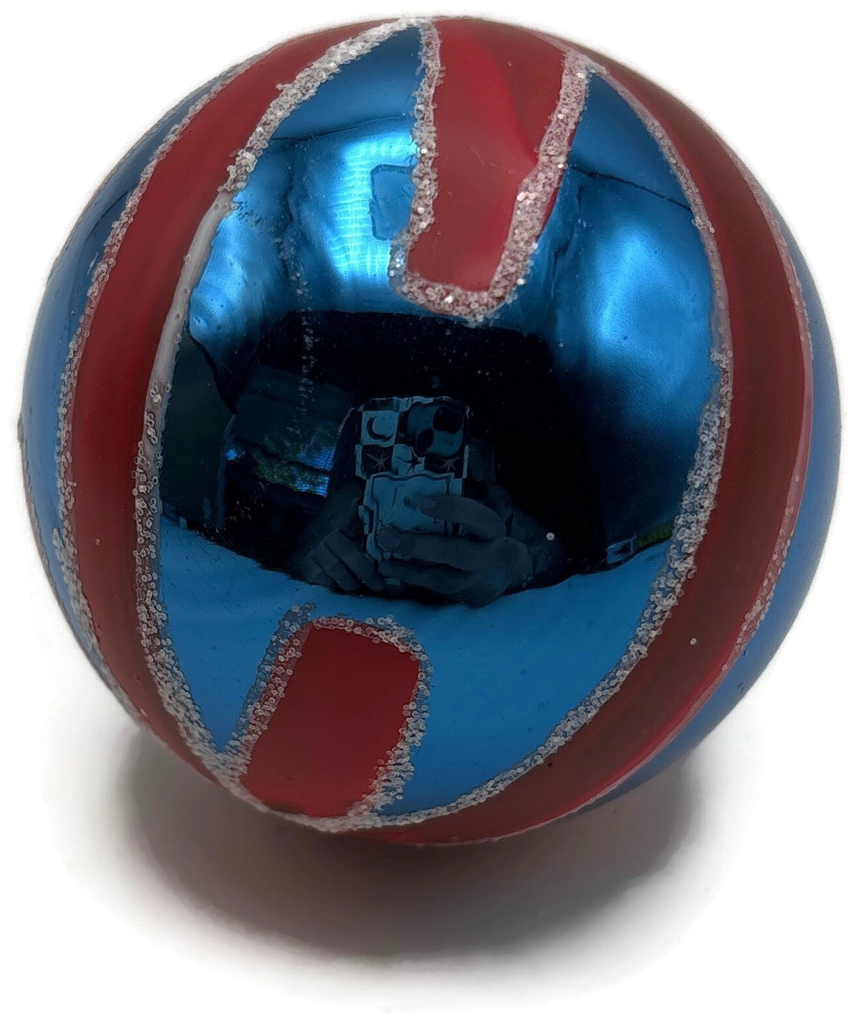 Union Jack British Flag Blue Red Glitter Glass Ball Christmas Tree Ornament UK10