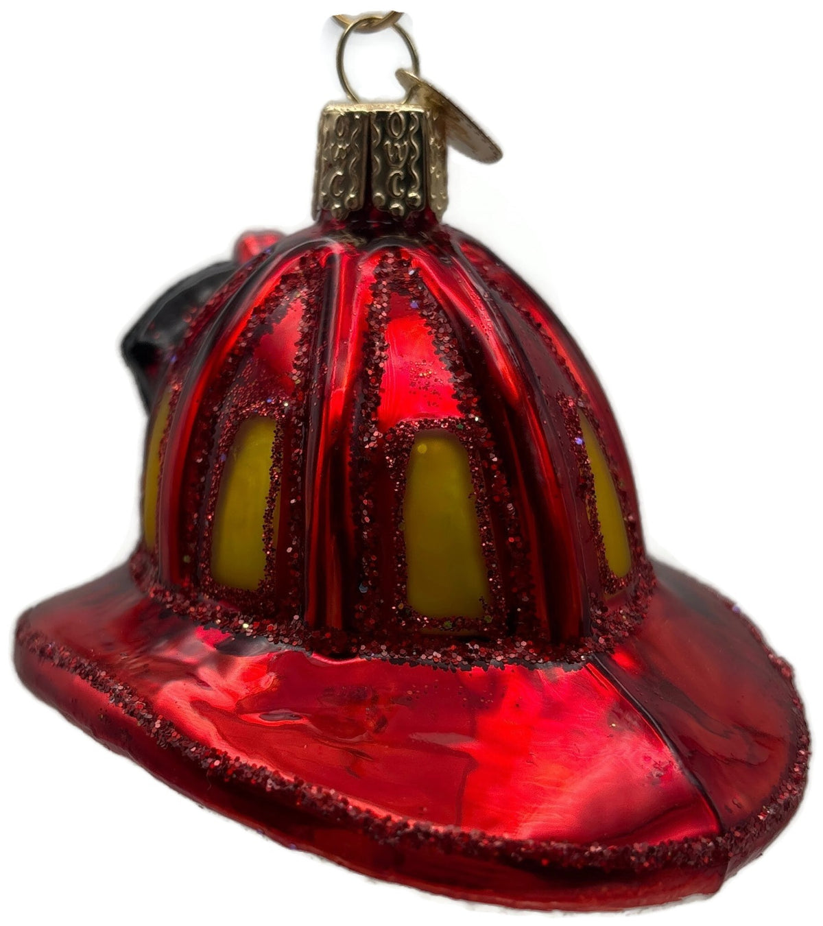 Old World Christmas Fireman's Helmet Firefighter Glass Ornament 322256