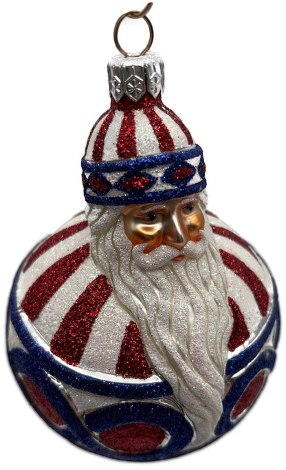 Patricia Breen Hollstrom Santa Patriotic Striped Christmas Tree Ornament NM 22228