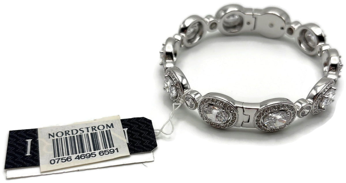 Nadri Crystal Halo CZ Line Bracelet Rhodium 7in NWT Nordstrom MSRP $1906
