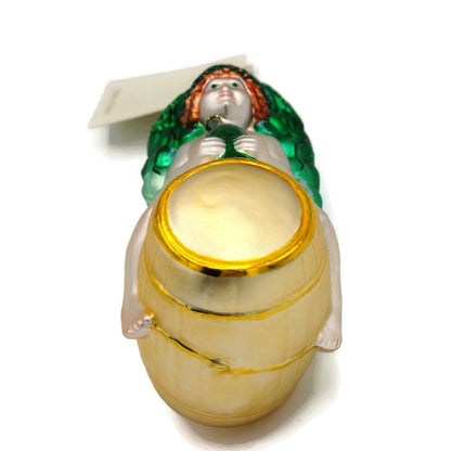 Patricia Breen A Jug of Wine and Thee Grapes Gold Barrel Christmas Ornament 98245