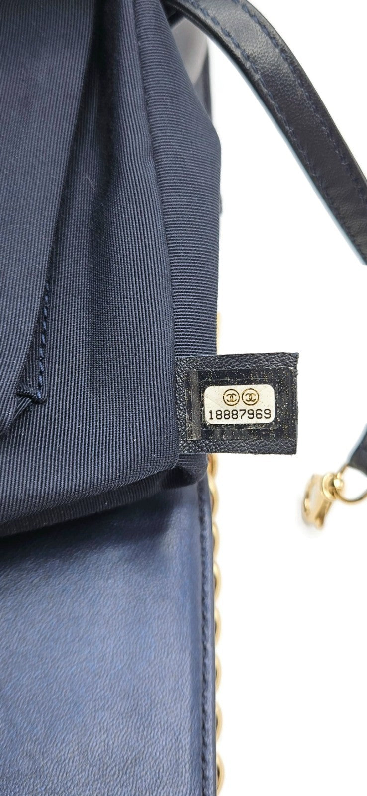 CHANEL Large Boy Flap Bag Navy Blue Calfskin Leather Gold Hardware Shoulder Bag17