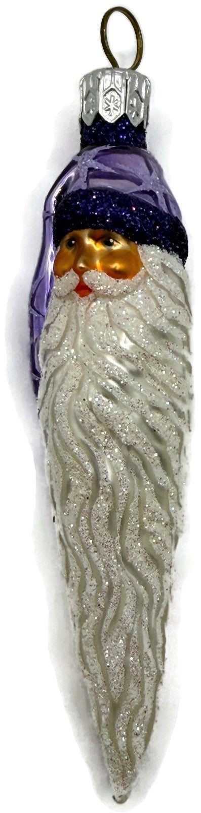 Patricia Breen Stocking Cap Santa Head Purple Stars Christmas Tree Ornament 235410