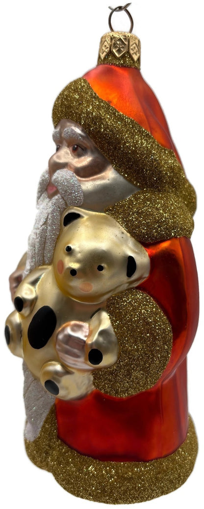Patricia Breen Santa and Teddy Orange Gold Bear Christmas Tree Ornament 96422