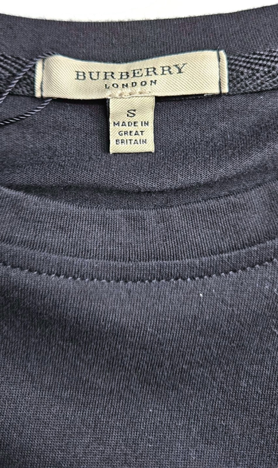 Burberry London Black Check Shoulder Trim Cotton T Shirt Women's Small NWT8