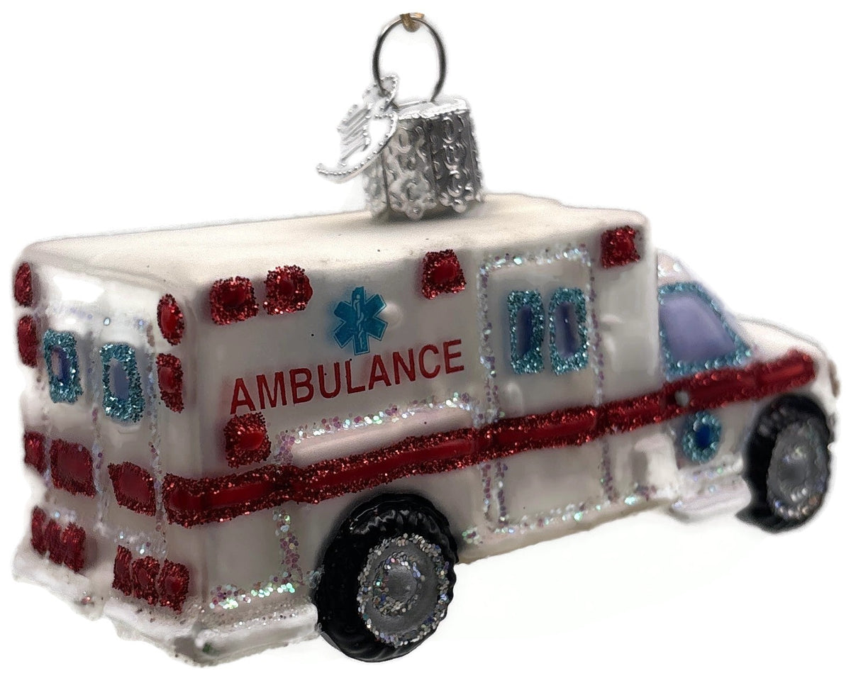 Old World Christmas Ambulance EMT Paramedic Glass Christmas Ornament OWC 460222