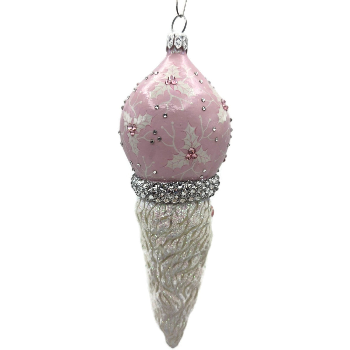 Patricia Breen Vendome Claus Pink White Reflector Christmas Ornament CATZ 34413