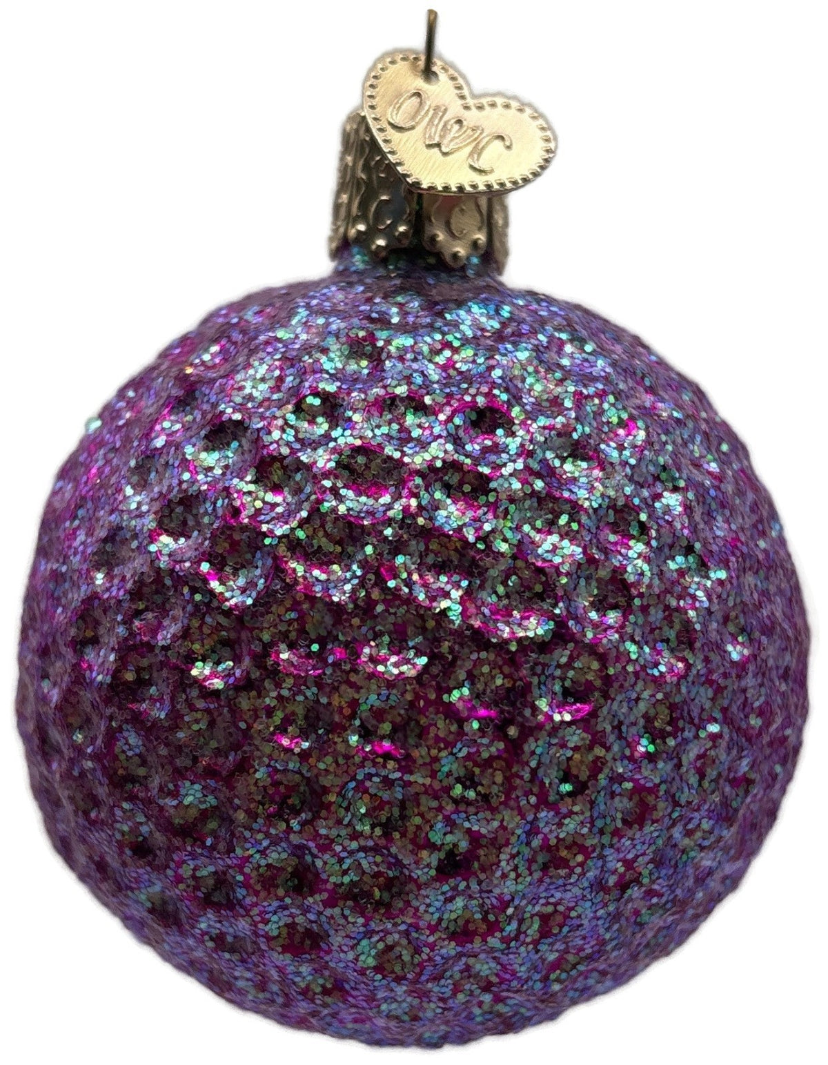 Old World Christmas Purple Multi-Indented Reflector Glass Ornament OWC 420048