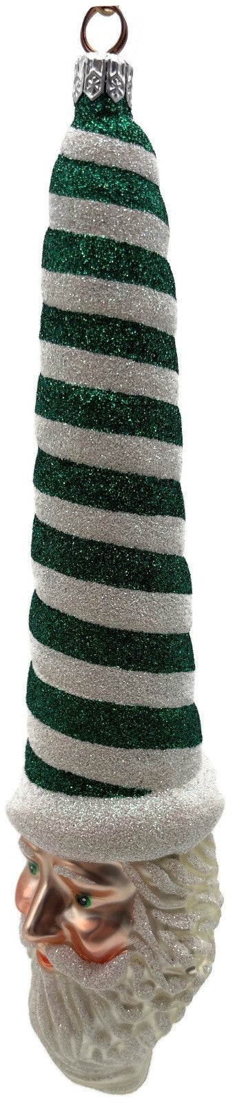 Patricia Breen Sucre Santa Green White Spearmint Striped Christmas Ornament 20386