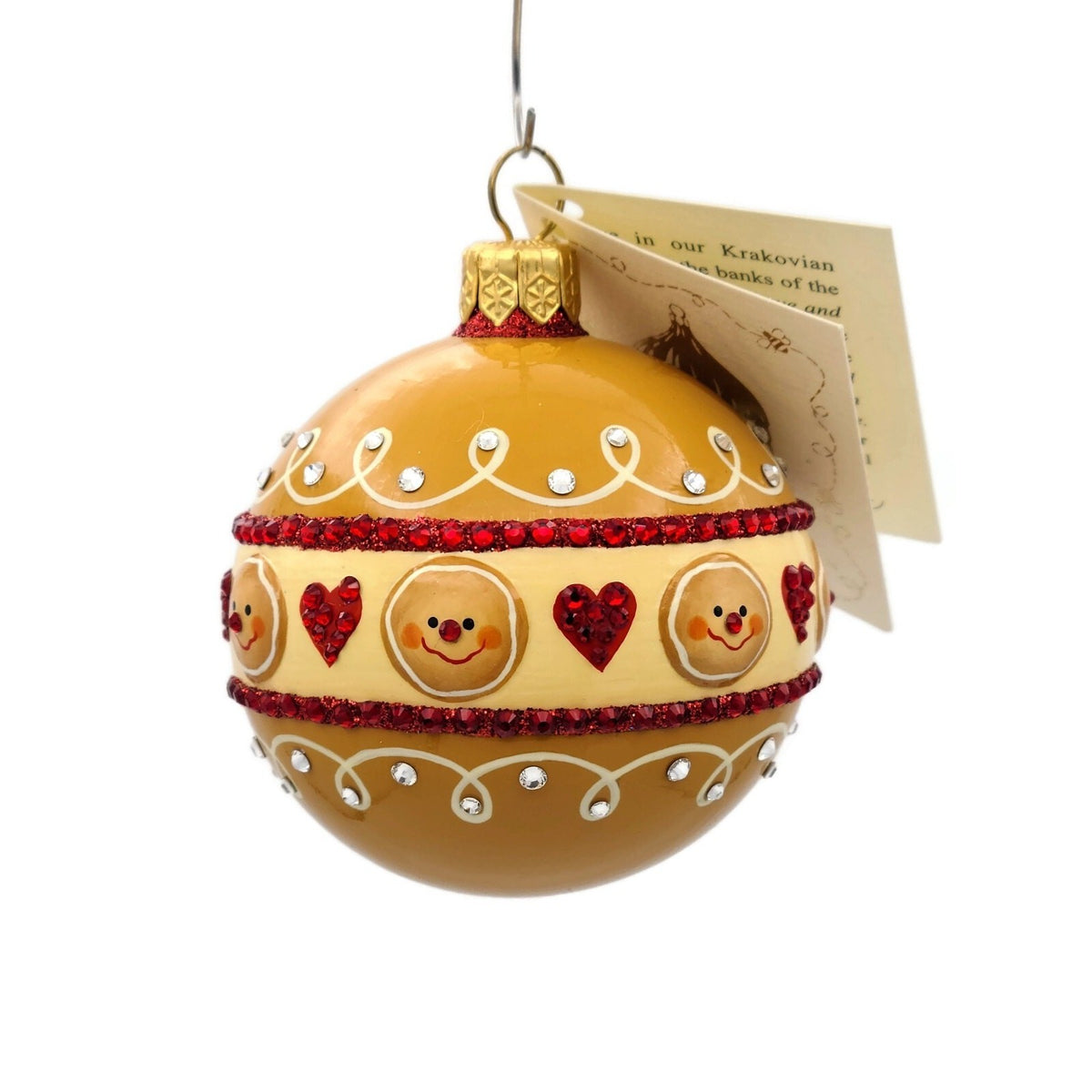 Patricia Breen Beguiling Orb Gingerbread Hearts Christmas Jeweled Ornament 28750