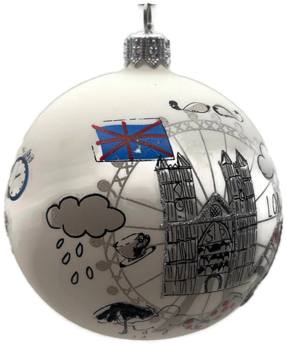 Nordstrom At Home England Big Ben London Eye Glass Ball Christmas Ornament 9