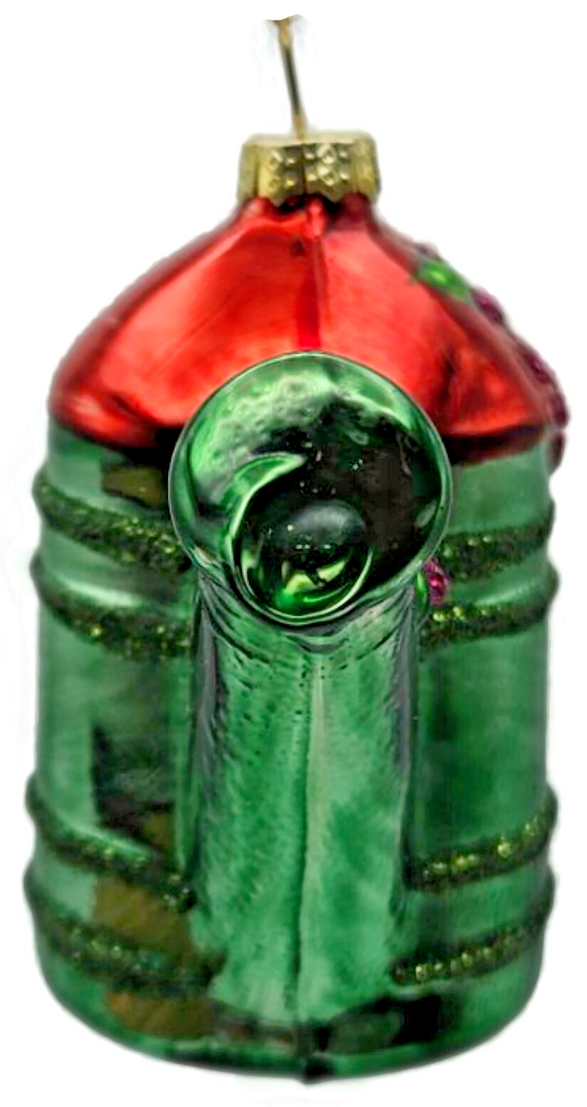 Gisela Graham Green Watering Can Floral Butterfly Striped Christmas Ornament3