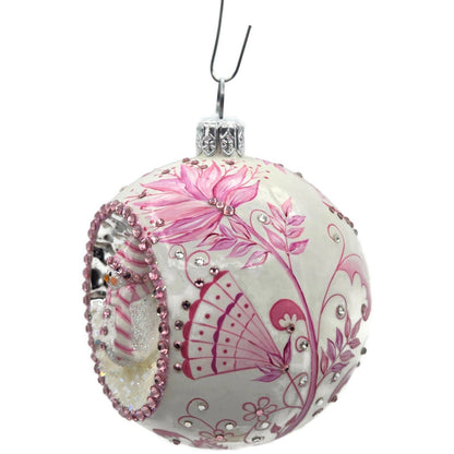 Patricia Breen Objet Du Noel Snowman Chinoiserie Pink Christmas Ornament 30557