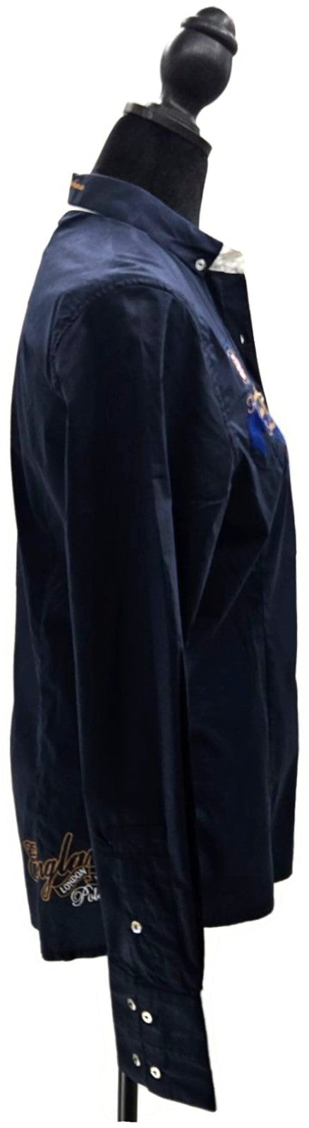 La Martina Copa England Exhibition Navy Embroidered Shirt Women's Size 4 NWT6