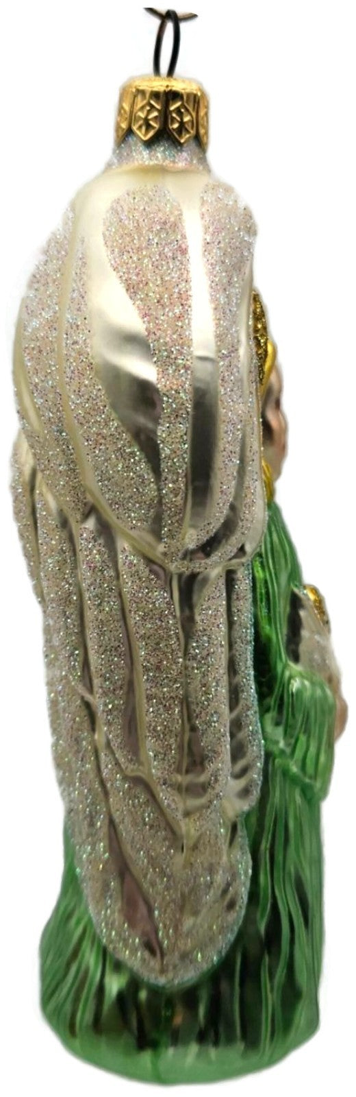 Patricia Breen Angel Of Peace Blonde Green Glitter Wings Christmas Ornament 96012