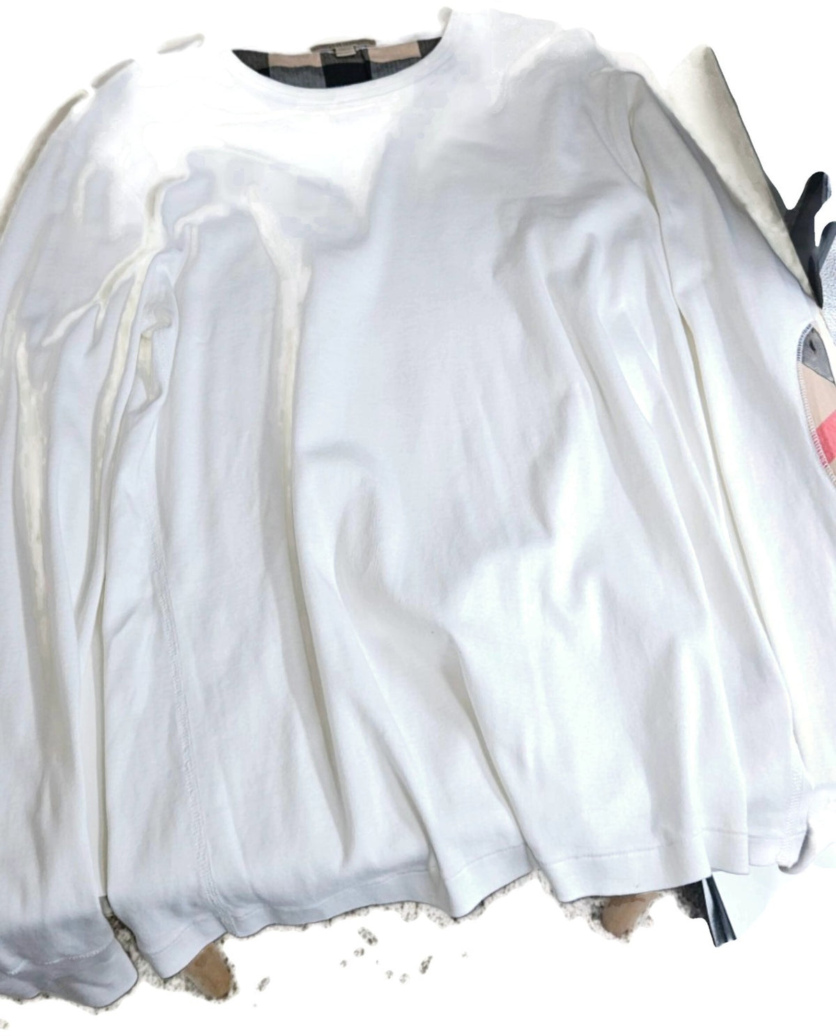 Burberry Brit Check Elbow Patch White Long Sleeve Top T Shirt Pullover Small10