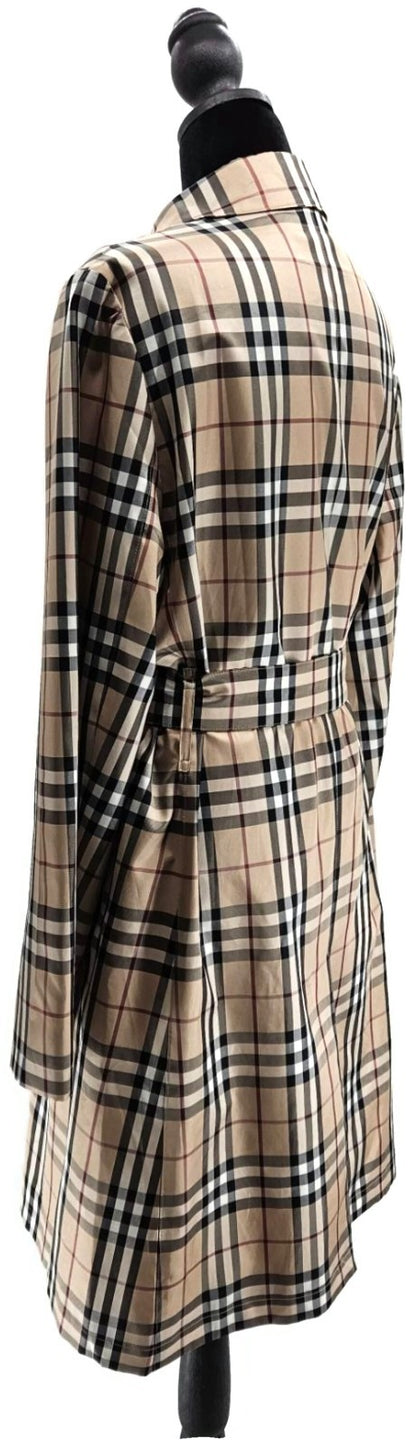 Burberry London Beige Check Belted Long Coat Women's Size 83
