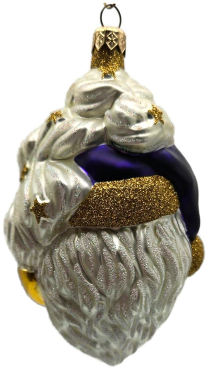 Patricia Breen Merry Olde Elf Purple Santa Head Stars Christmas Ornament 98295