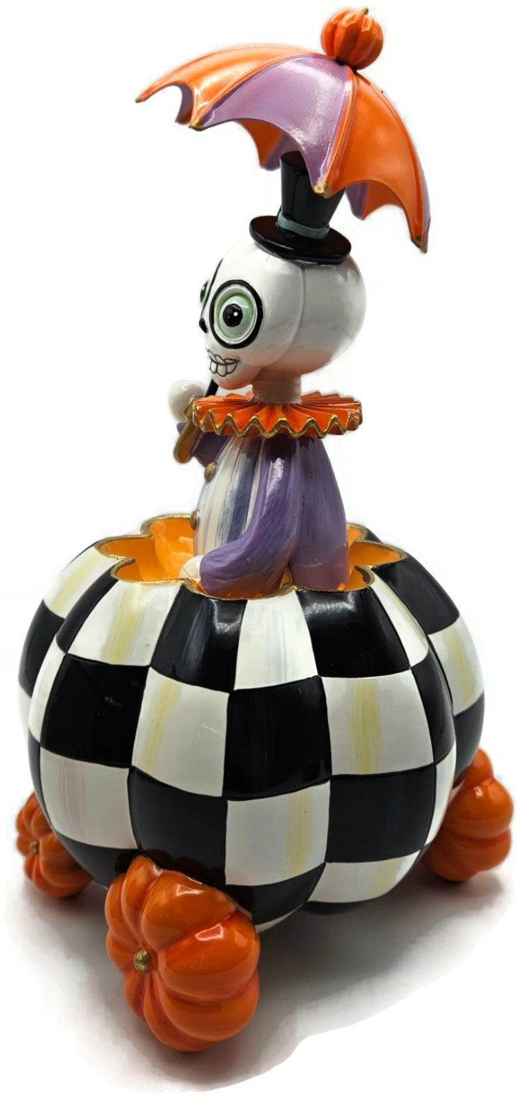 MacKenzie Childs Courtly Check Skeleton Pumpkin Carriage Halloween Figurine2