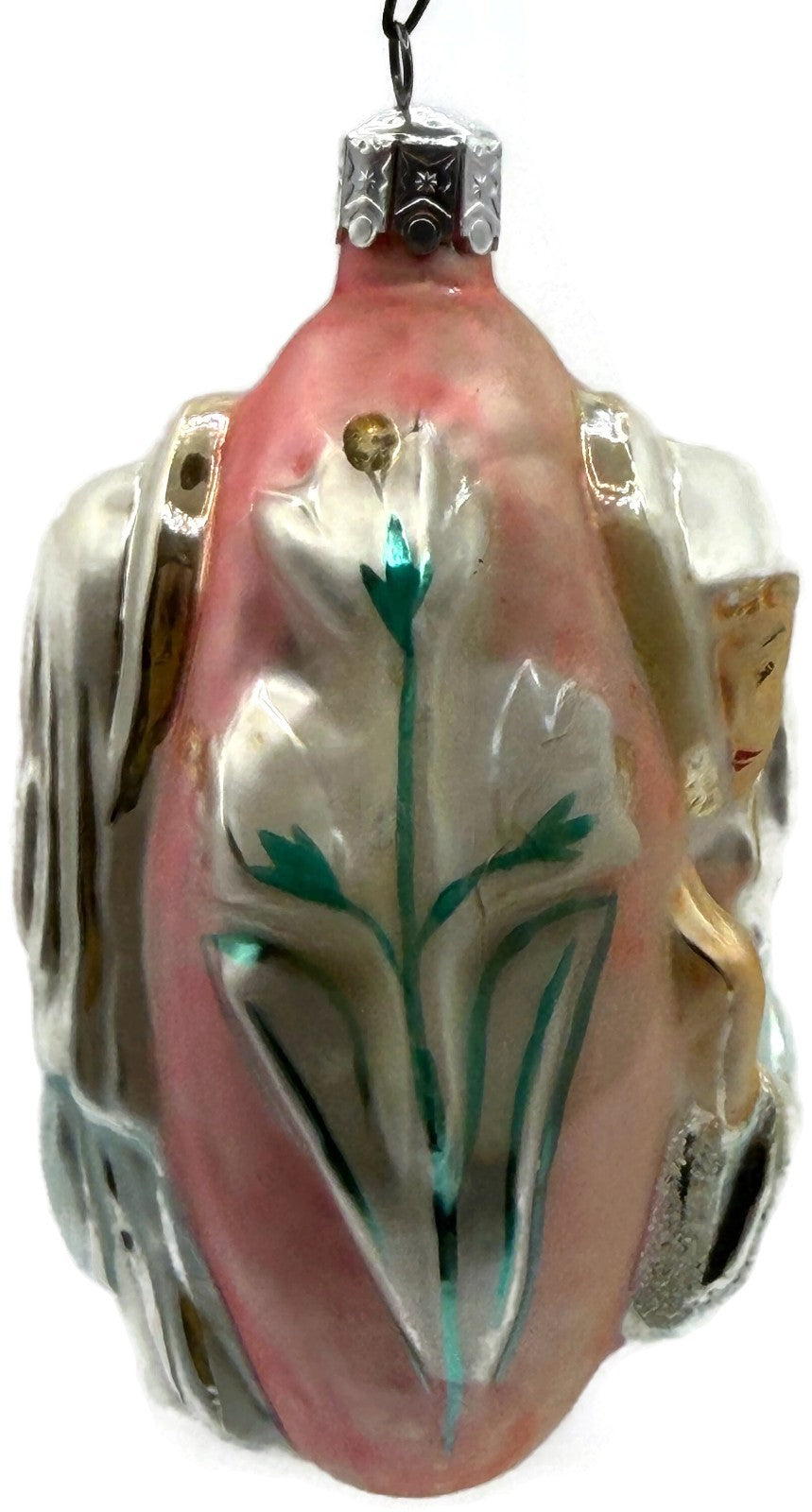 Christopher Radko 1992 Virgin Mary Signed Pink Silver Glass Ornament 92 046 013