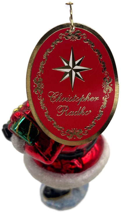Christopher Radko 2021 The Gift of Teddy Santa Bear Glass Ornament 10206175